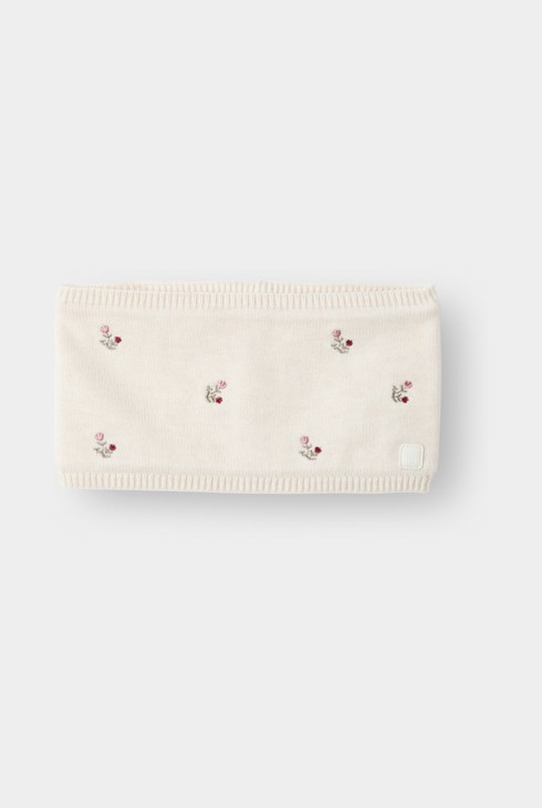 Snood maille doublée fleuri rose bébé fille 1