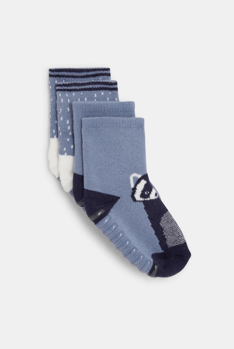 Chaussettes antiglisse animal bleu bébé garçon (lot de 2) 1