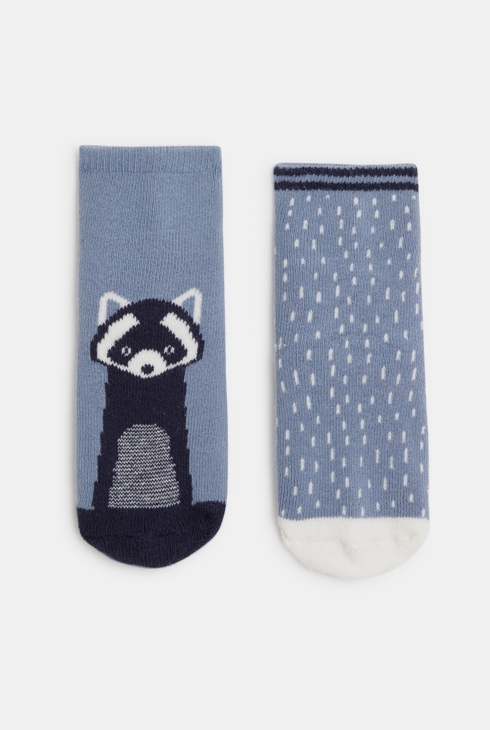 Chaussettes antiglisse animal bleu bébé garçon (lot de 2)