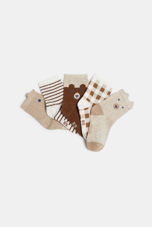 Braune Socken mit Bärenmotiv Kleinkind Junge (5er-Pack) 2