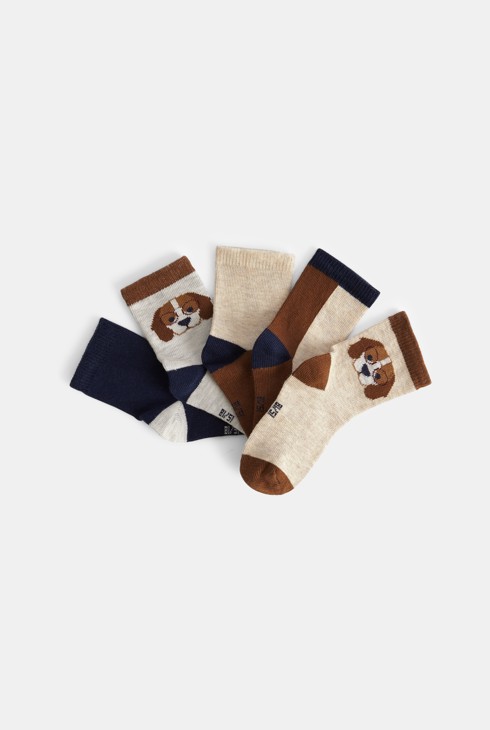 Fantovske modre nogavice s psi za dojenčke (5 parov) 2