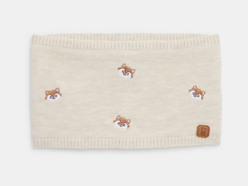 Snood maille doublé polaire renard beige bébé garçon 1