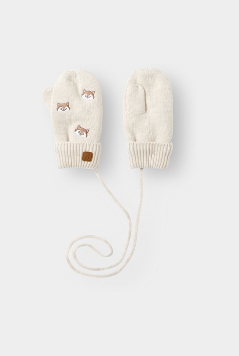 Moufles maille doublé polaire renard beige bébé garçon 2