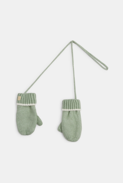 Moufles maille tricot vert bébé mixte 1