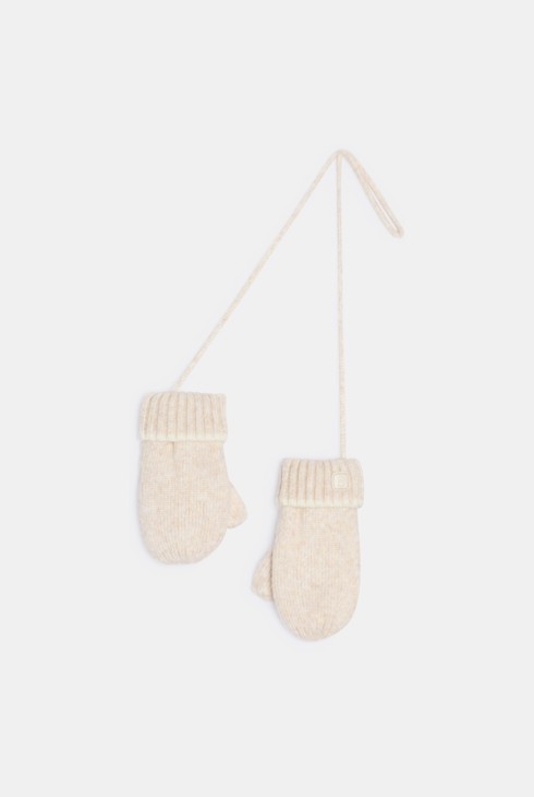 Beigefarbene Strickfäustlinge Kleinkind Mädchen oder Jungen 1