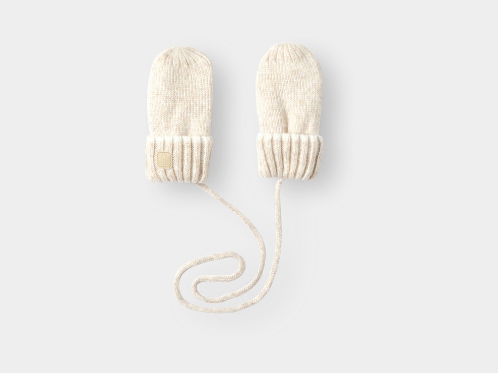 Moufles maille tricot beige bébé mixte 1
