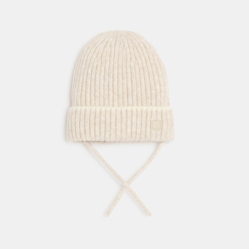 Rippstrickmütze in Beige