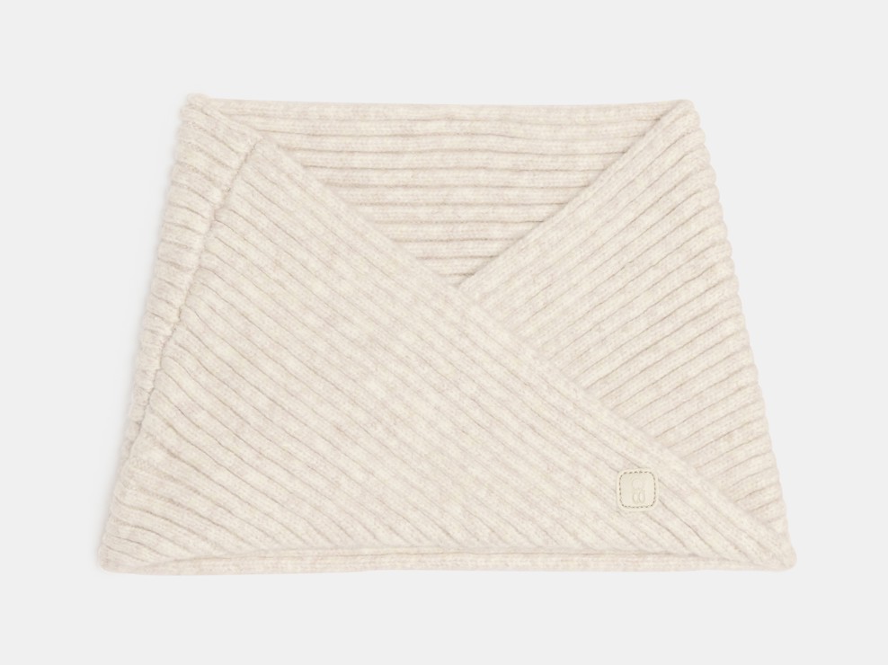Snood croisé maille tricot beige bébé 1