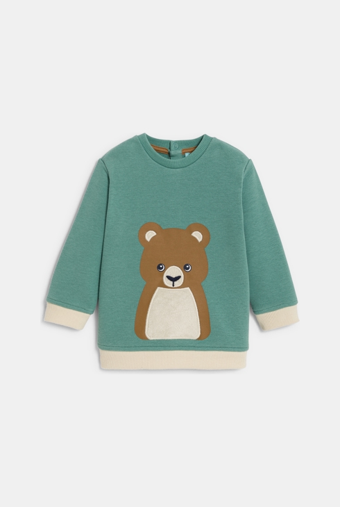 Blaues Molton-Sweatshirt mit Bärenmotiv Baby Jungen 1
