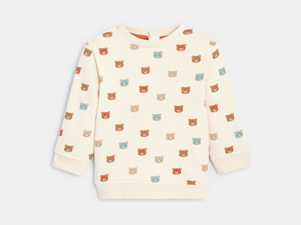 Sudadera de muletón oso blanco bebé niño 1