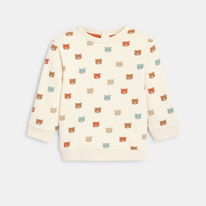 Weißes Molton-Sweatshirt mit Bärenmotiv Baby Jungen