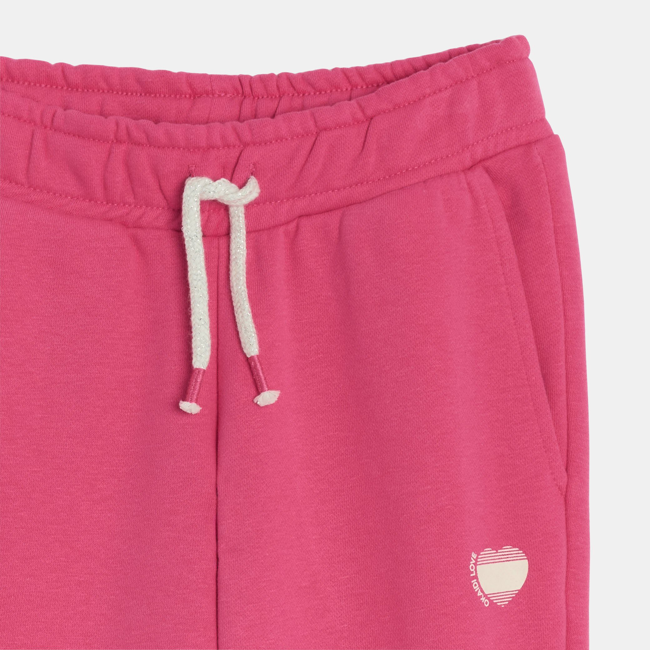 Jogging en molleton gris Fille - Rose feu