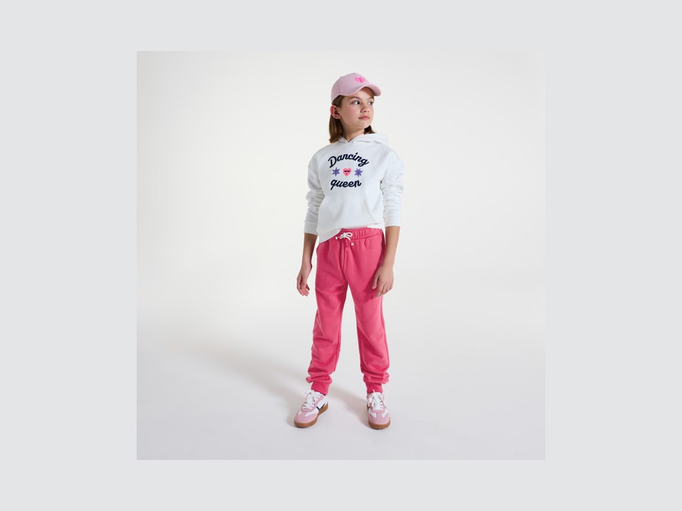 Jogginghose rosa aus Molton Mädchen 1