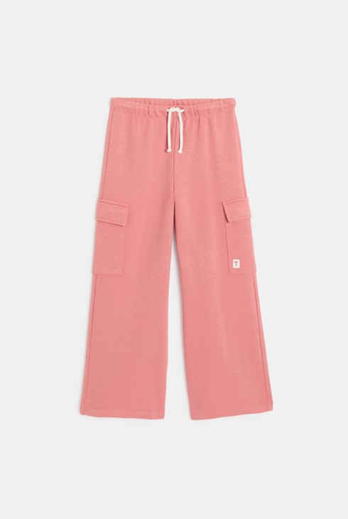 Pantalón ancho de muletón rosa palo niña 1
