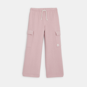 Pantalon large en molleton rose pastel Fille 1