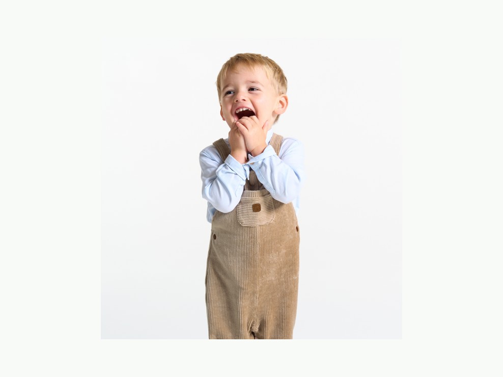 Salopette velours côtelé beige bébé garçon 1