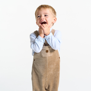 Baby boy's beige corduroy dungarees 1