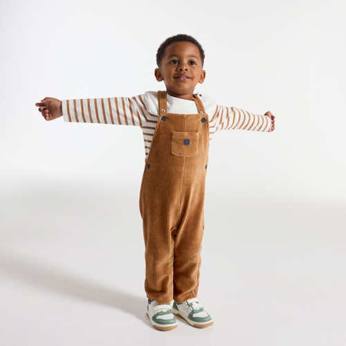 Salopette Velours Côtelé Marron Bébé Garçon - Marron Castor - 6M - OBAIBI
