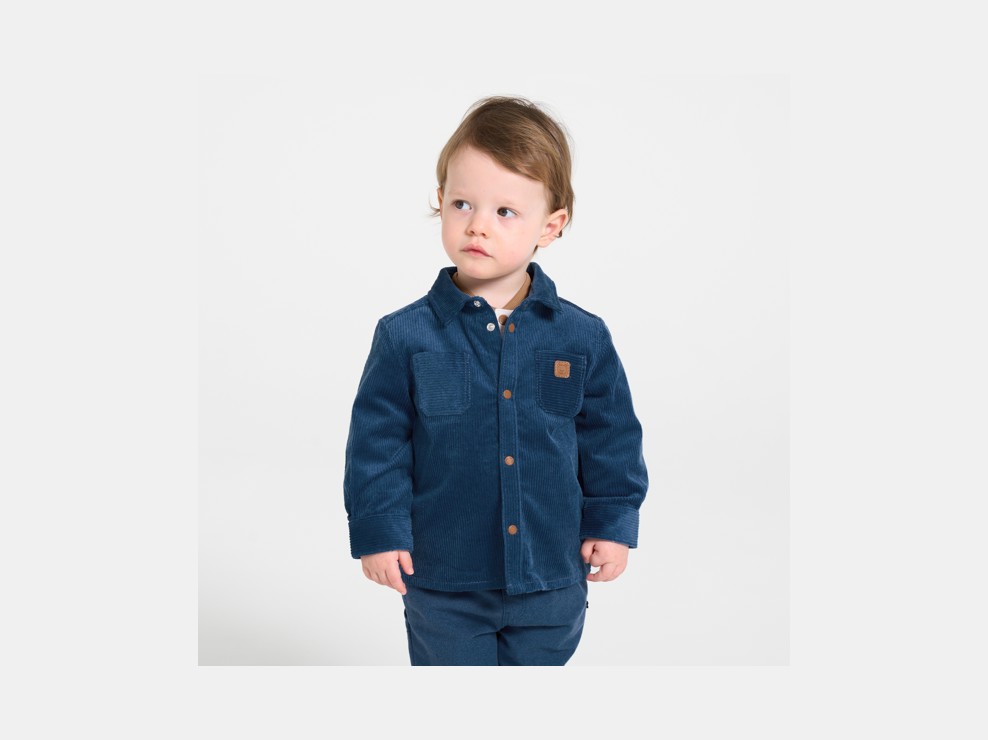 Camisa de pana blau marí bebè nen 1