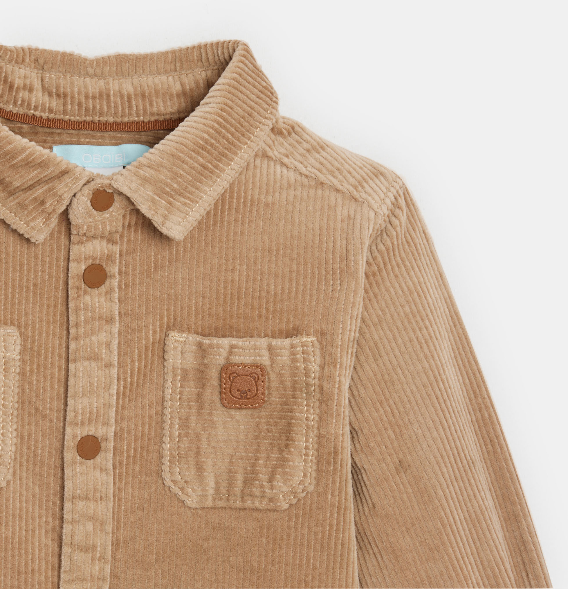Fantovska bež srajca iz rebrastega žameta za dojenčke 2