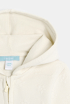 Sweat zippé molleton à capuche effet piqué blanc bébé fille 2