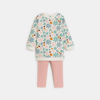 Pull fleuri molleton et legging rose bébé fille