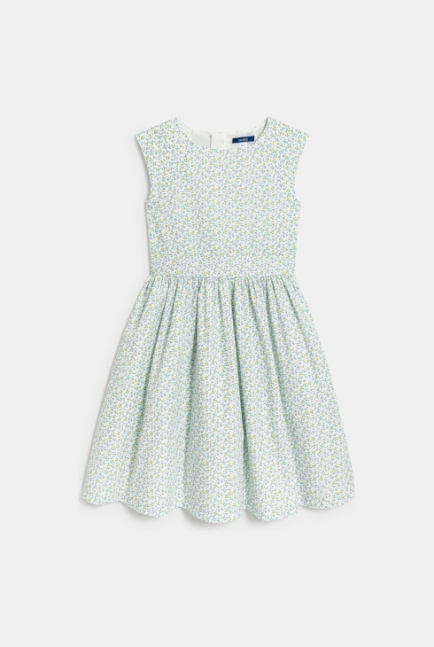 Robe en satin fleuri vert Fille