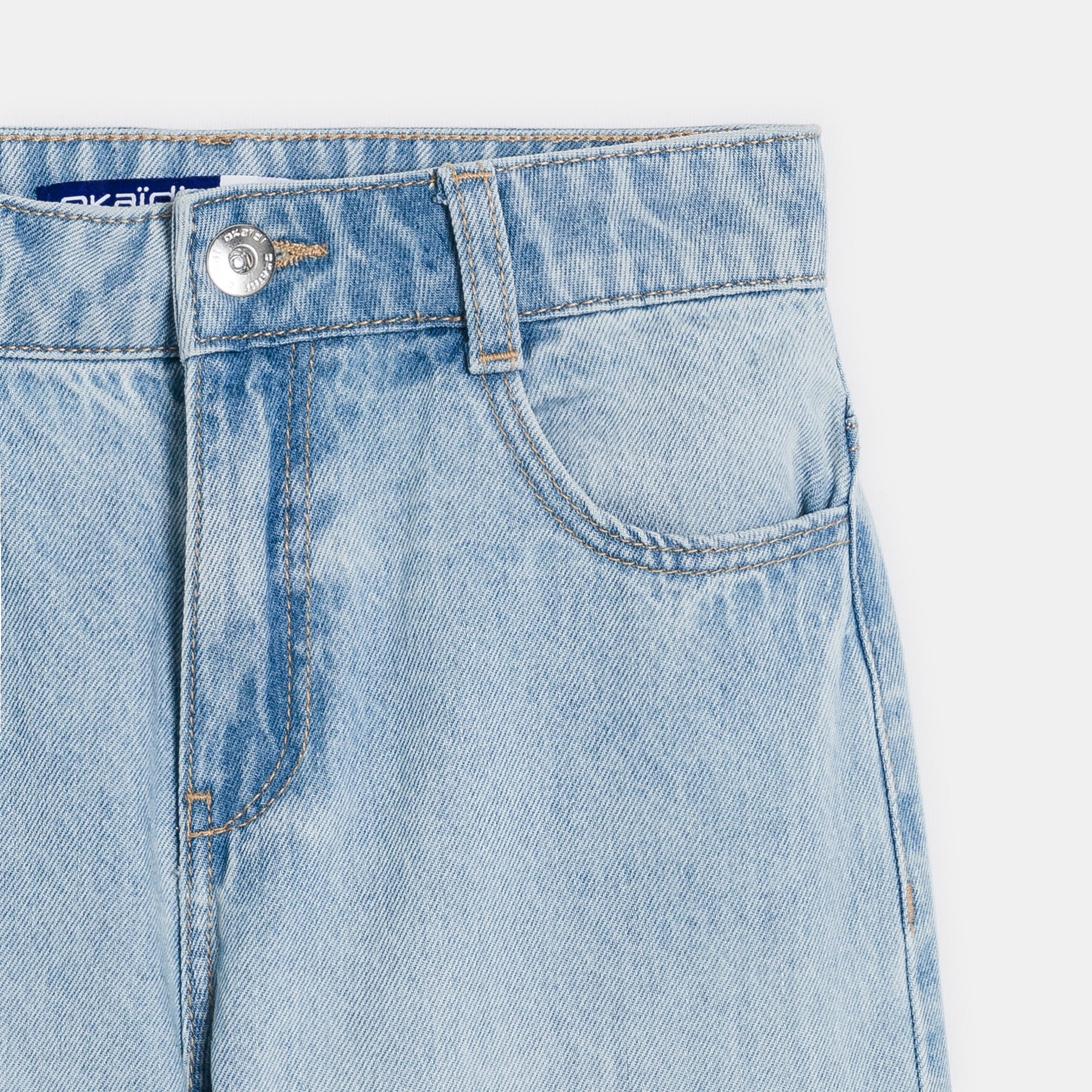 Jean large délavé bleu clair Fille - Denim Bleached Blue