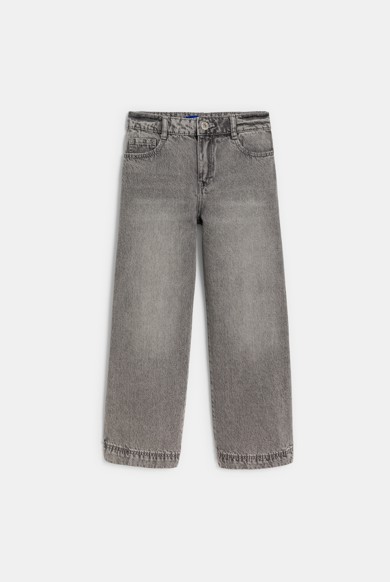 Girl's faded grey wide-legged jeans Okaïdi & Obaïbi