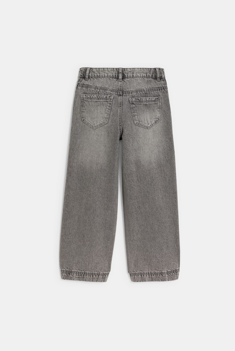 Girl's faded grey wide-legged jeans Okaïdi & Obaïbi