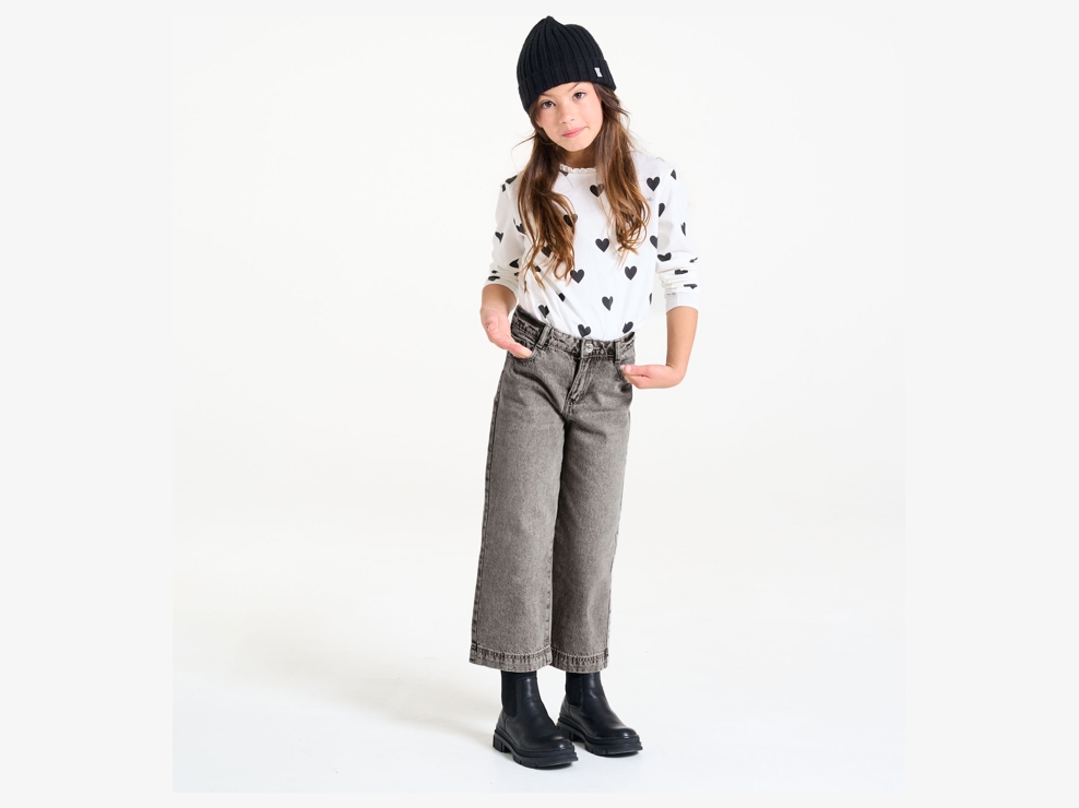 Jean large gris délavé Fille 1