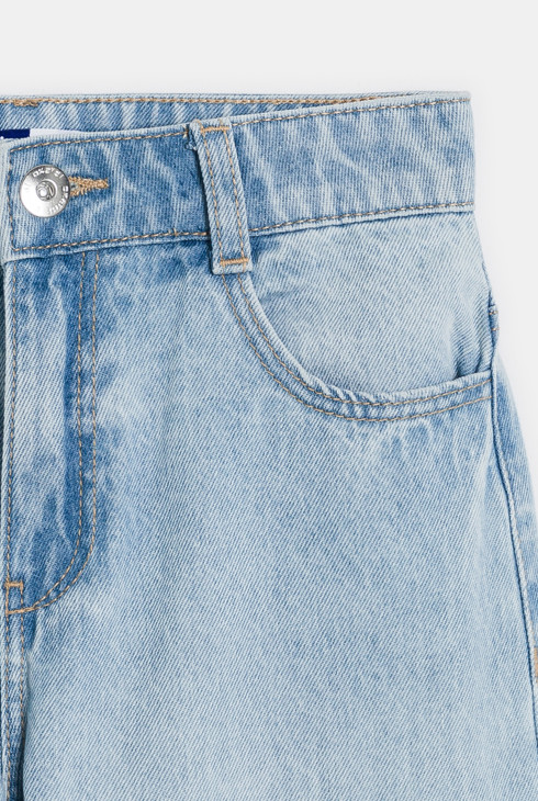 Jean large délavé bleu clair Fille