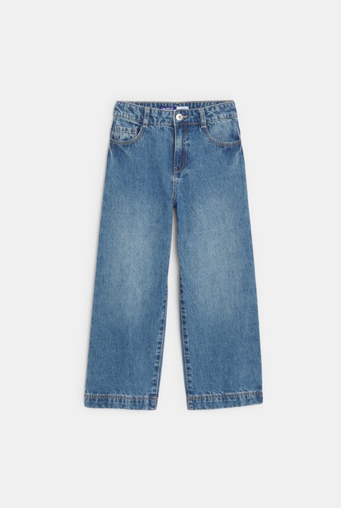 Weite blaue Washed Jeans für Mädchen 1
