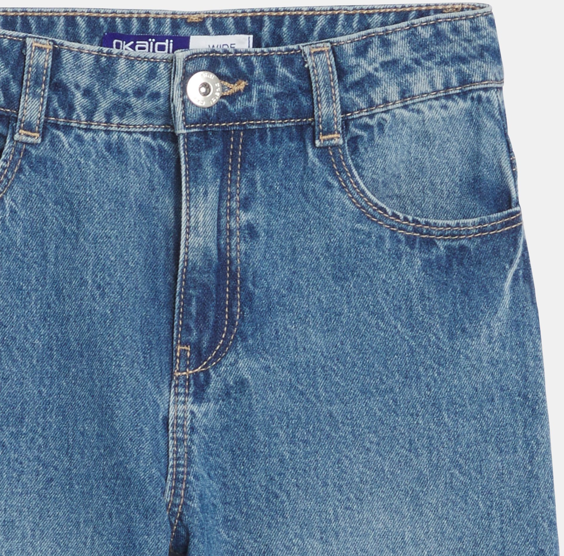 Jean large délavé bleu Fille