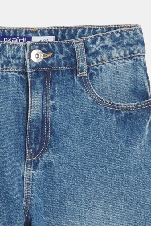 Jean large délavé bleu Fille