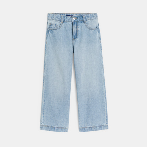 Jean Wide Leg Délavé Bleu Clair Fille - Denim Bleached Blue - 8A - OKAIDI