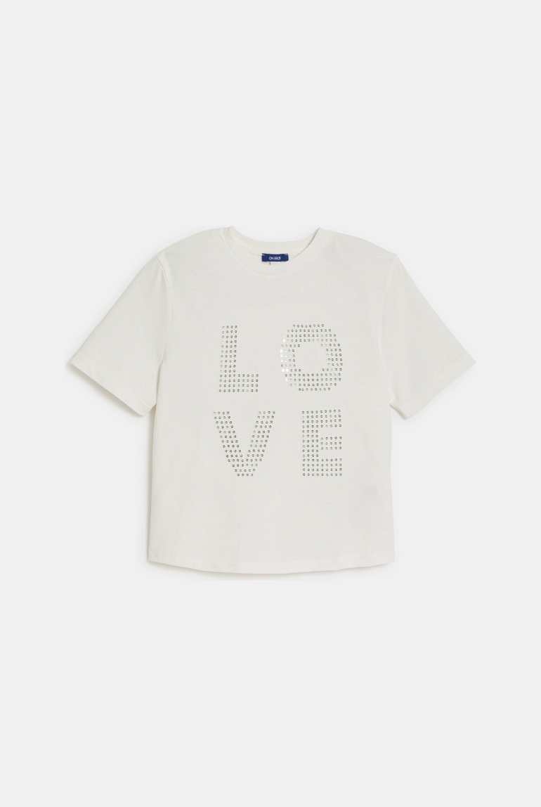 T-shirt à message LOVE blanc Fille 1