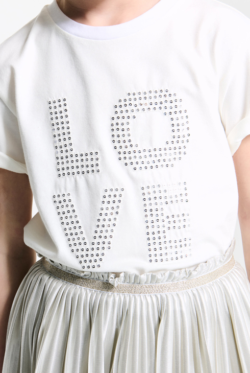 Weißes T-Shirt mit Love-Schriftzug für Mädchen 1