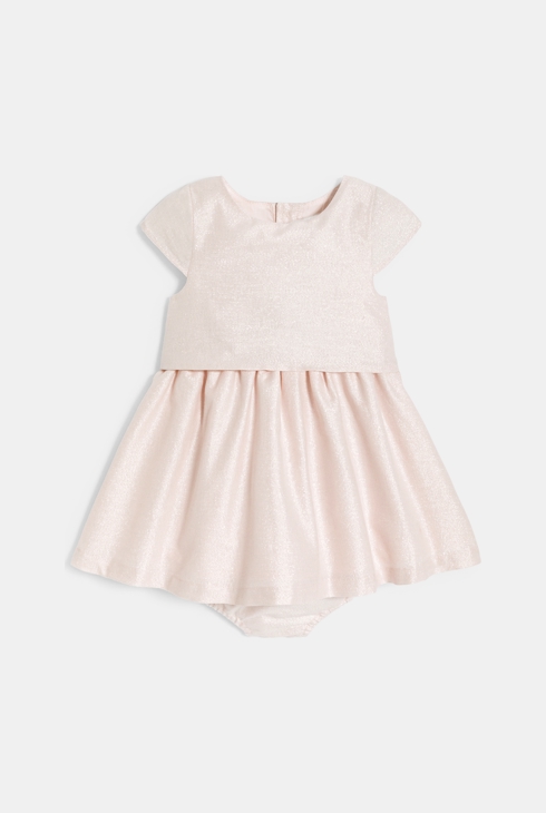 Robe chic lin irisé rose bébé fille