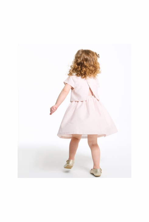 Schickes Kleid aus irisierendem Leinen in Rosa Baby Mädchen 2