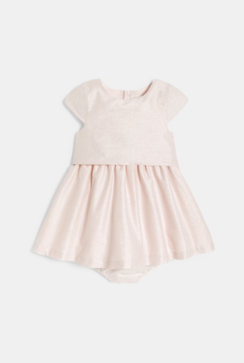 Robe chic lin irisé rose bébé fille 2