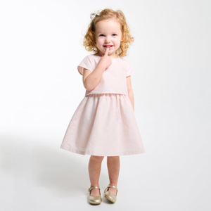 Robe chic lin irisé rose bébé fille 1