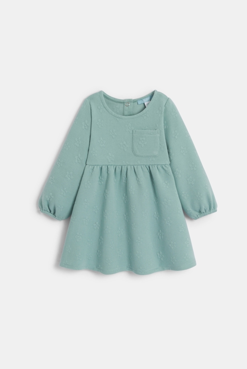 Robe molleton effet piqué vert bébé fille