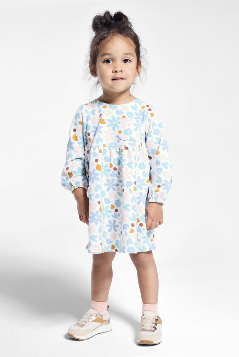 Geblümtes Molton-Kleid in gesteppter Optik Kleinkind Mädchen 1