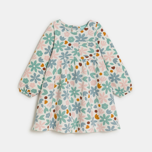 Robe Molleton Effet Piqué Fleurie Bébé Fille - Multicolore - 6M - OBAIBI