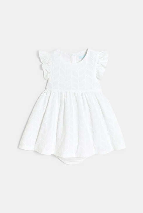 Robe chic brodée blanc bébé fille