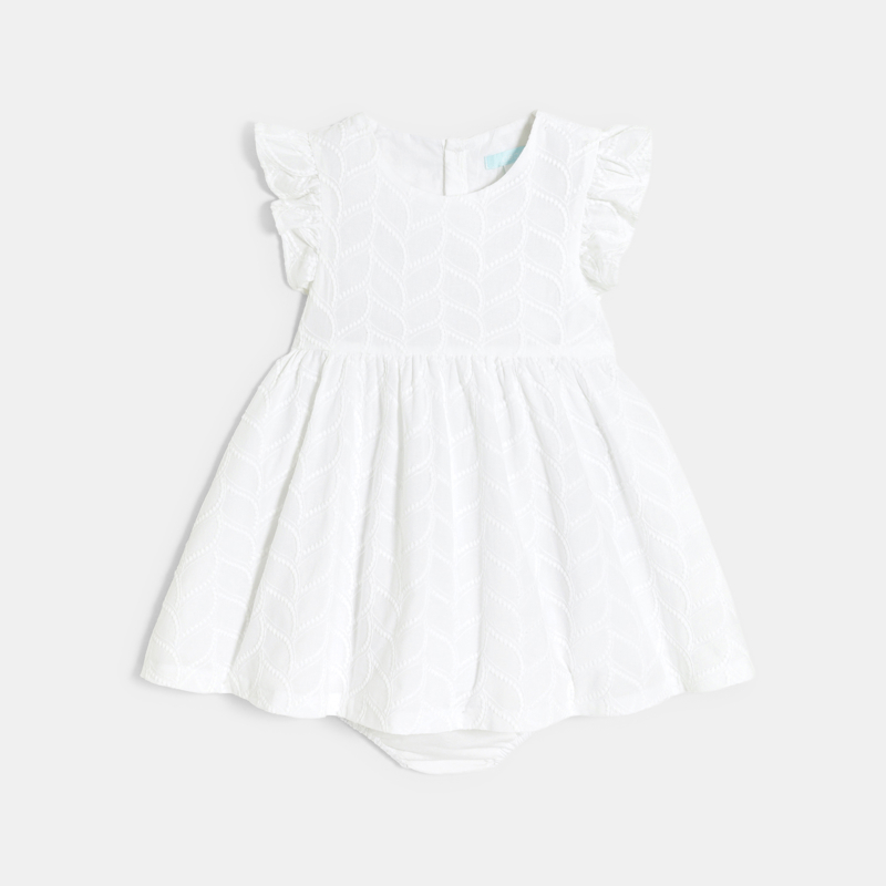 Schickes weißes Kleid mit Stickerei Baby Mädchen