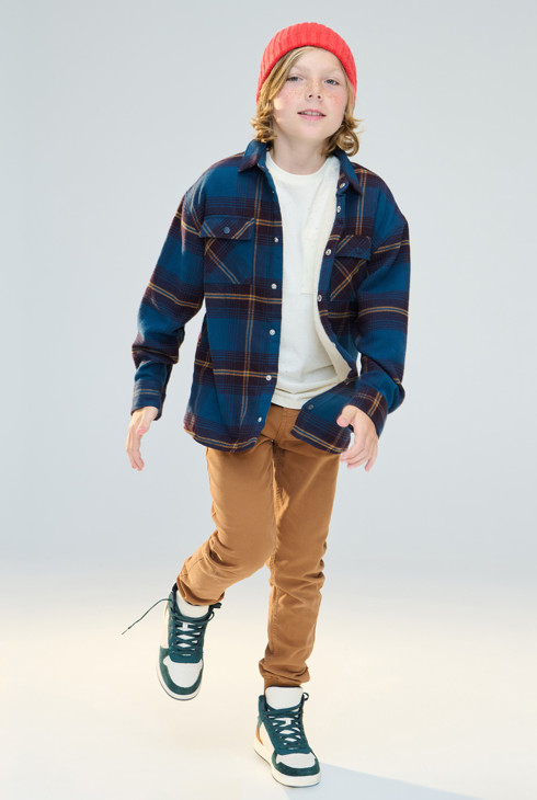 Blaue Hemdjacke mit Karos Jungen 2