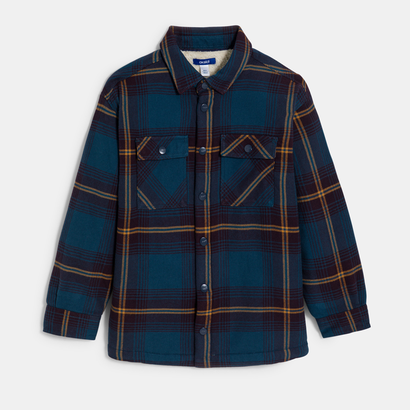 Blaue Hemdjacke mit Karos Jungen