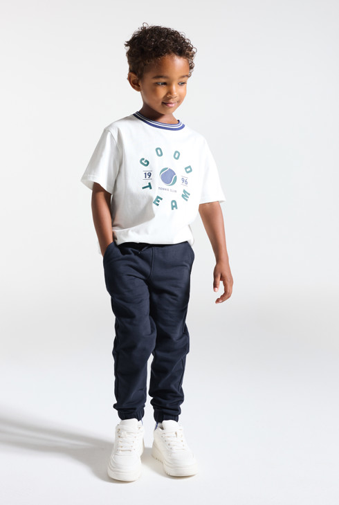 Pantalón de jogging de muletón light liso azul marino niño 1